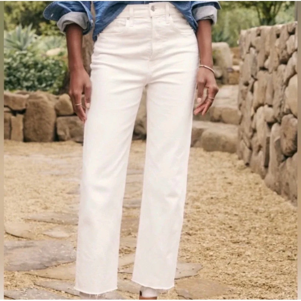 Frank & Eileen Monaghan jeans white 27 raw hem classic preppy coastal‎ nautical